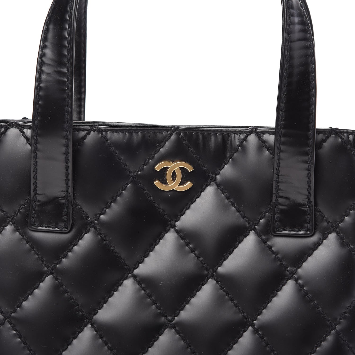 Chanel Calfskin Quilted Small Surpique Stitch Tote Black 9 of 9