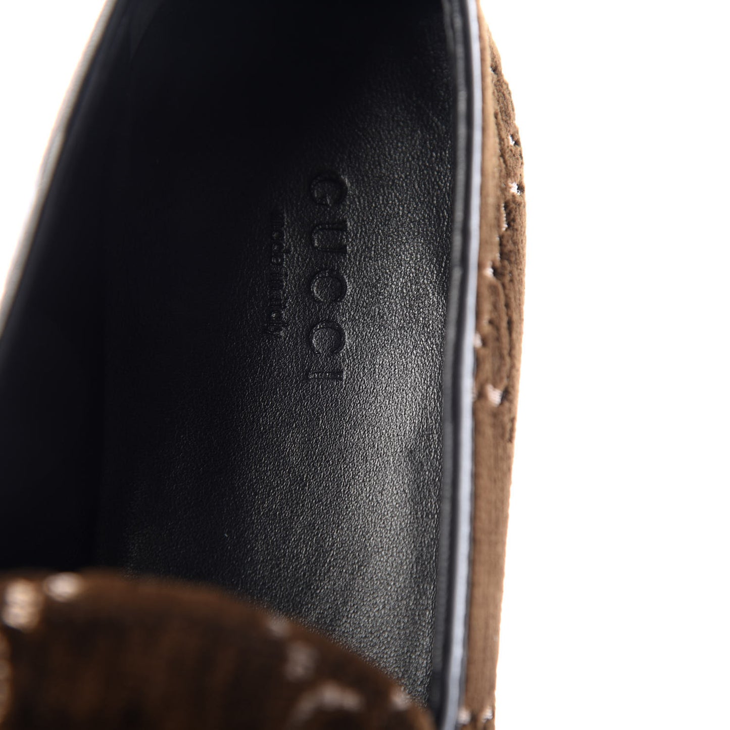Velvet GG Monogram Horsebit Womens Jordaan Loafers 35.5 Brown Black