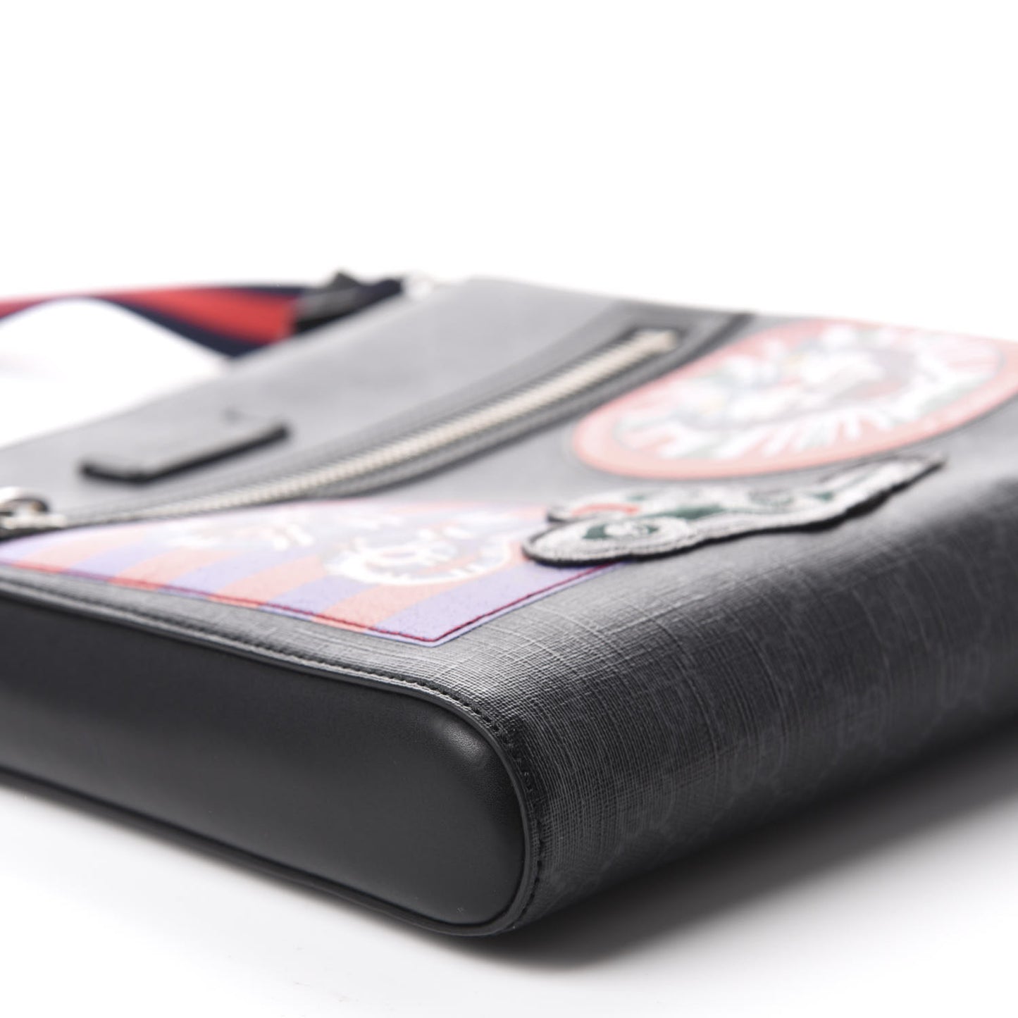 GG Supreme Monogram Night Courrier Flat Messenger Bag Black Multicolor