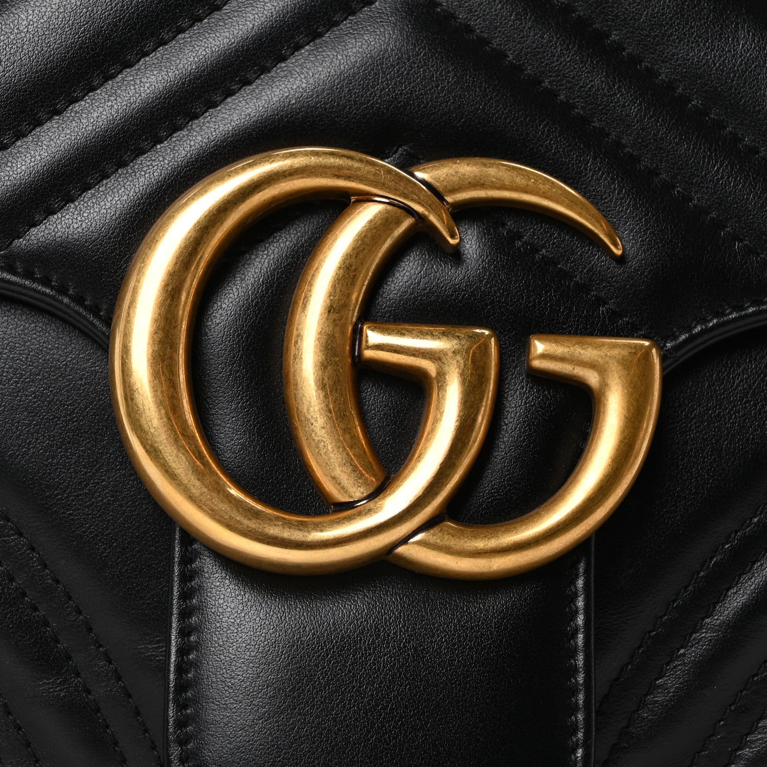 Gucci Calfskin Matelasse Medium GG Marmont Top Handle Shoulder Bag Black 8 of 10