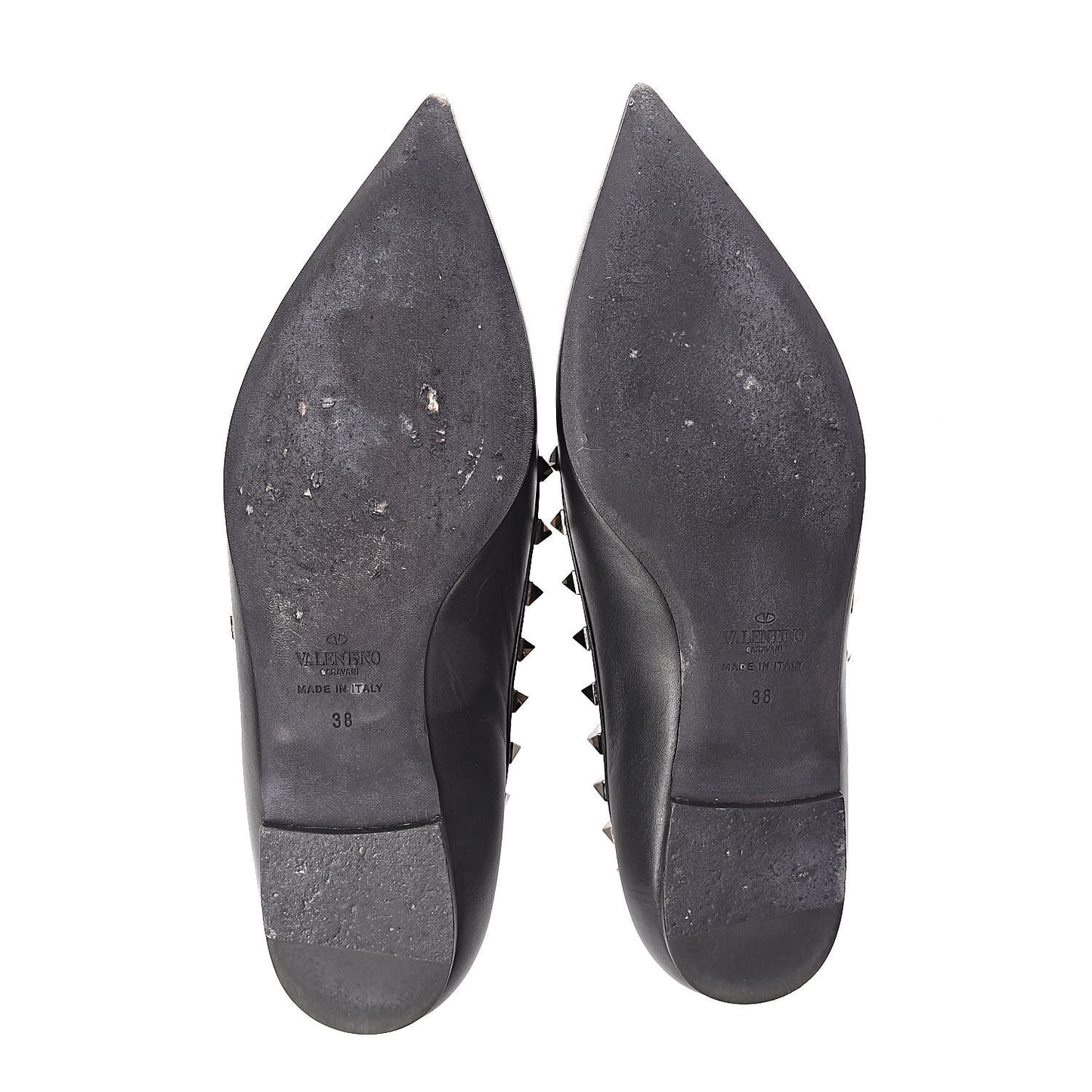 Calfskin Rockstud Ballerina Flats 38 Black