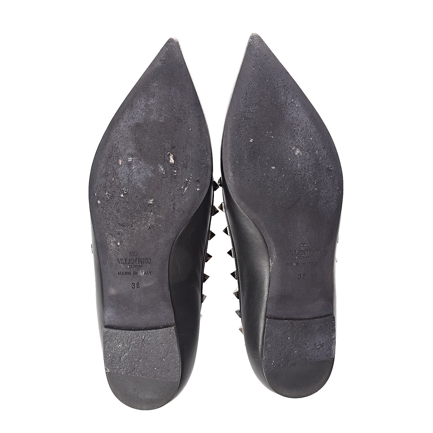 Valentino Garavani Calfskin Rockstud Ballerina Flats 38 Black 7 of 13