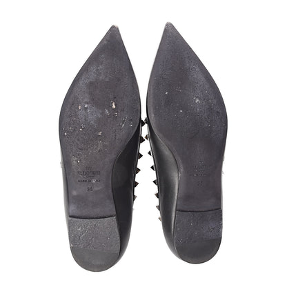 Valentino Garavani Calfskin Rockstud Ballerina Flats 38 Black 7 of 13
