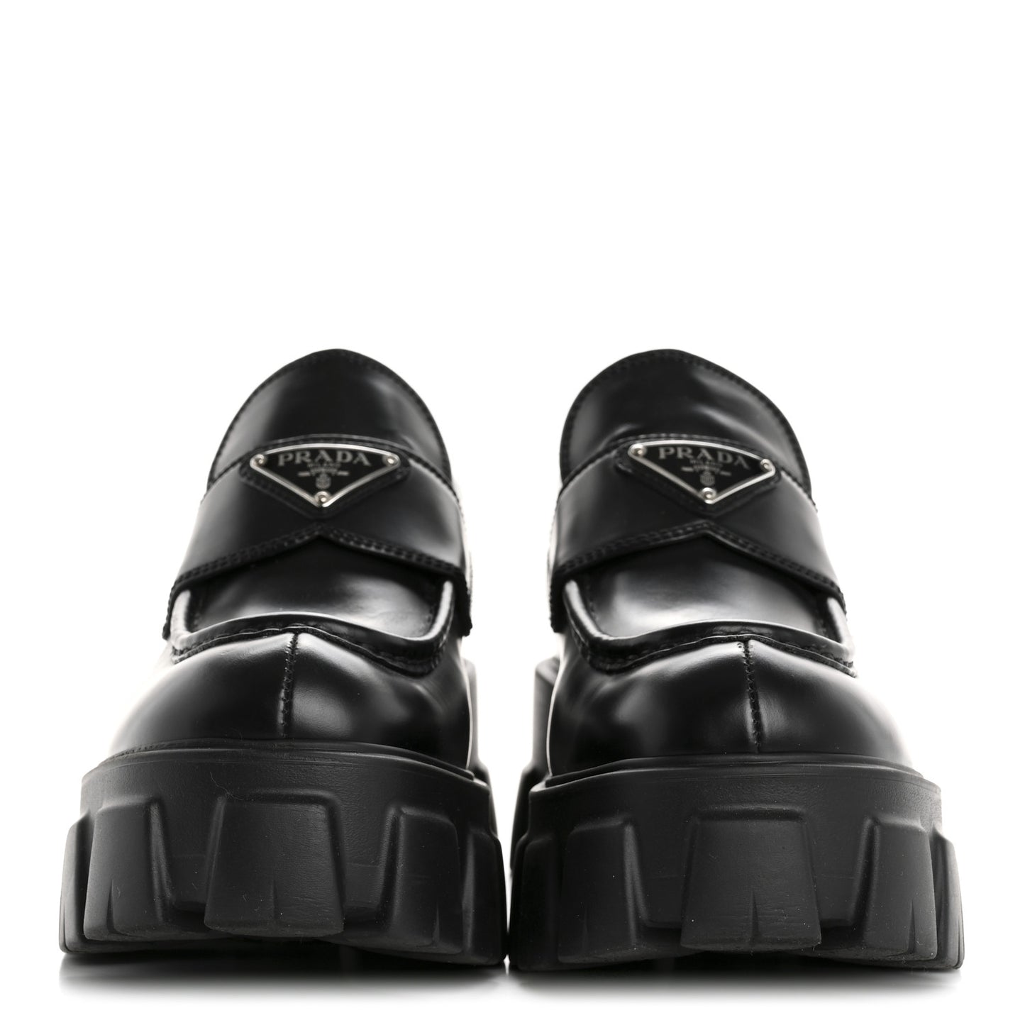Spazzolato Rois Metal Triangle Logo Monolith 55mm Loafers 38 Black