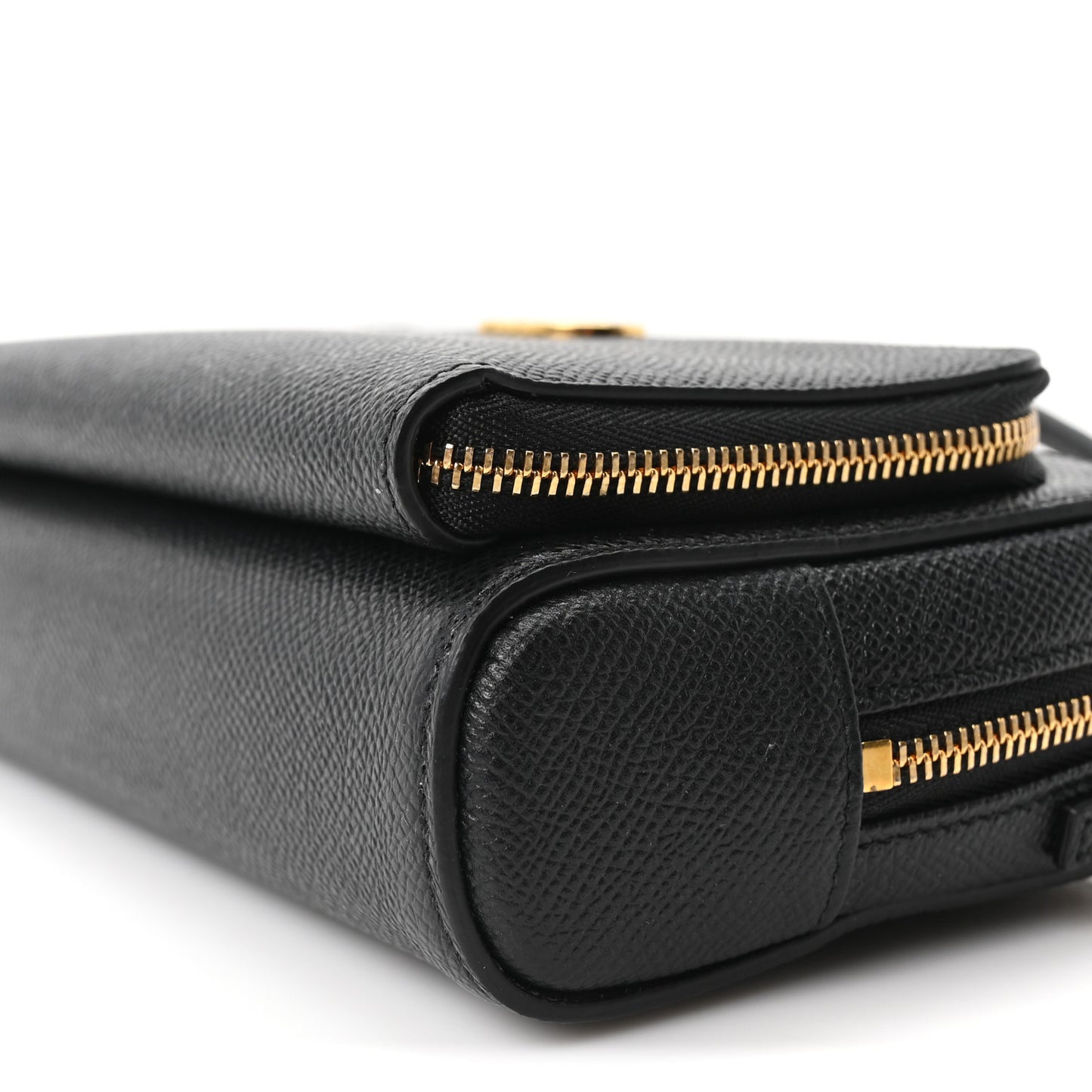 Grained Calfskin Caro Double Pouch Black