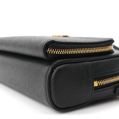 Christian Dior Grained Calfskin Caro Double Pouch Black 10 of 10