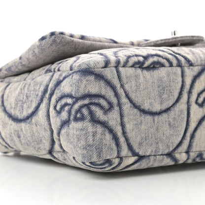 Chanel Denim Embossed CC Logo Print Jumbo Single Flap Blue 9 of 10
