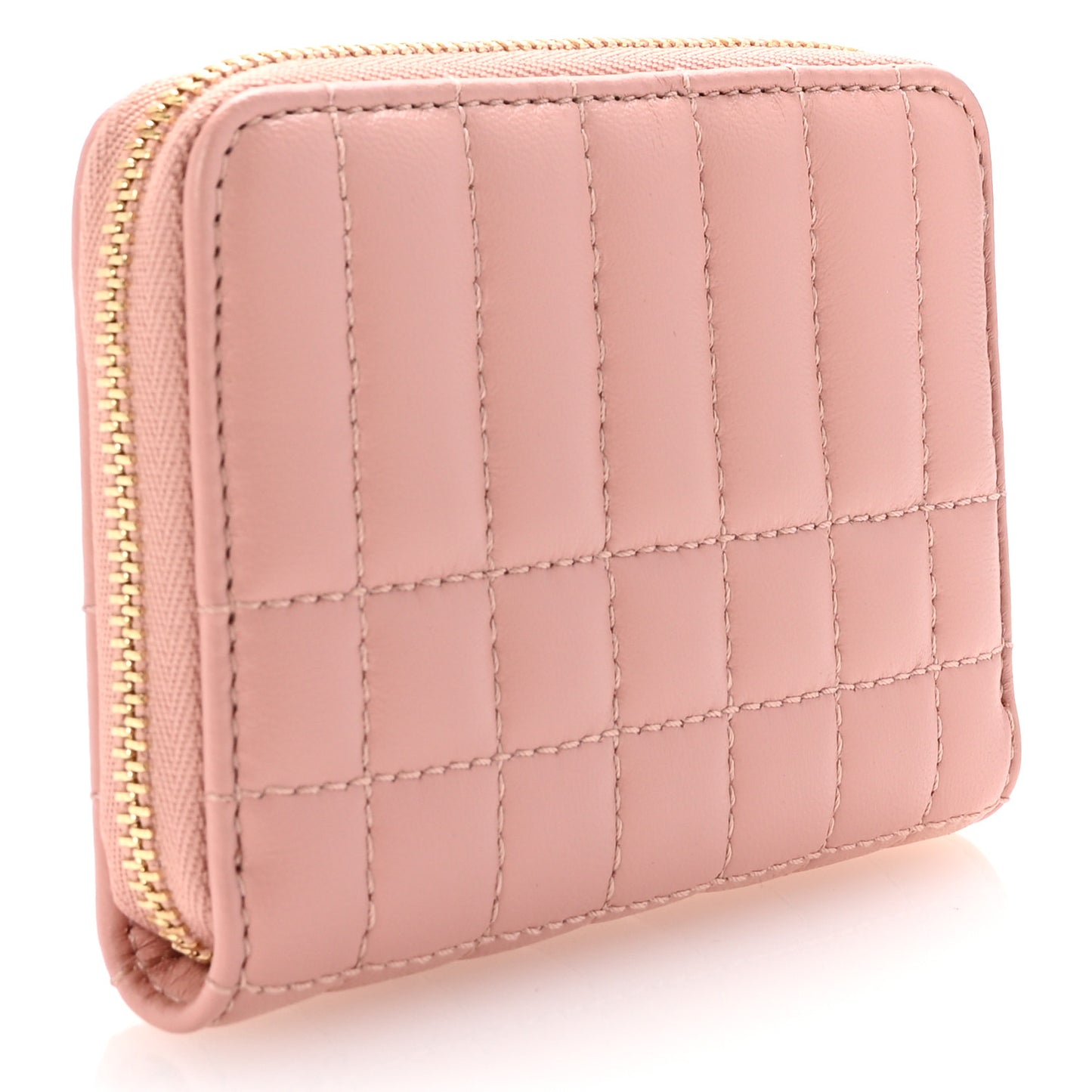Lambskin Quilted Mini Lola Zip Wallet Dusty Pink