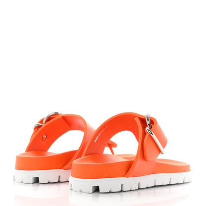 Prada EVA Rubber Buckled Lug Sole 20mm Thong Sandals 35 Papaya 4 of 9