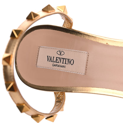 Valentino Garavani Metallic Nappa Rockstud Wedge Slide Sandals 39 Antique Brass 6 of 9