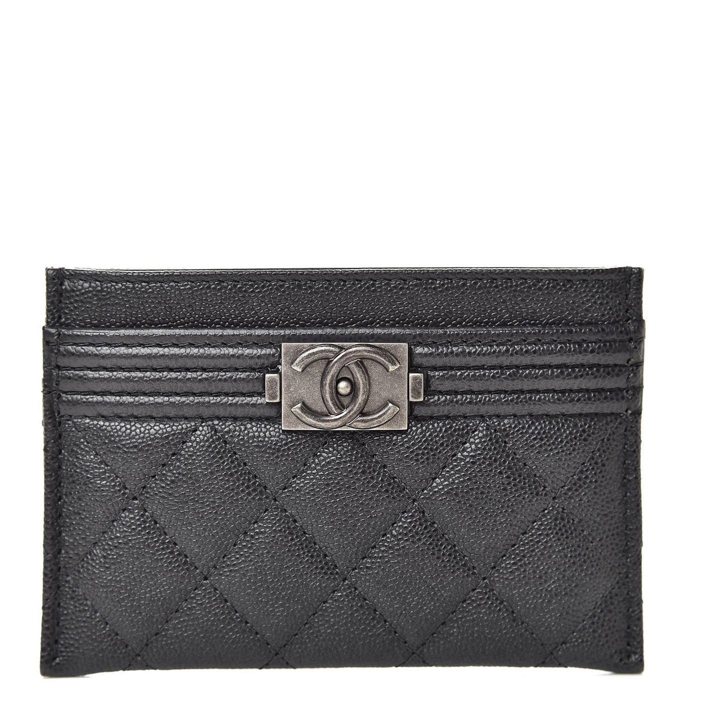 Caviar Quilted Boy Card Holder Charcoal