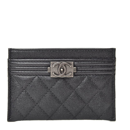 Chanel Caviar Quilted Boy Card Holder Charcoal 1 of 9