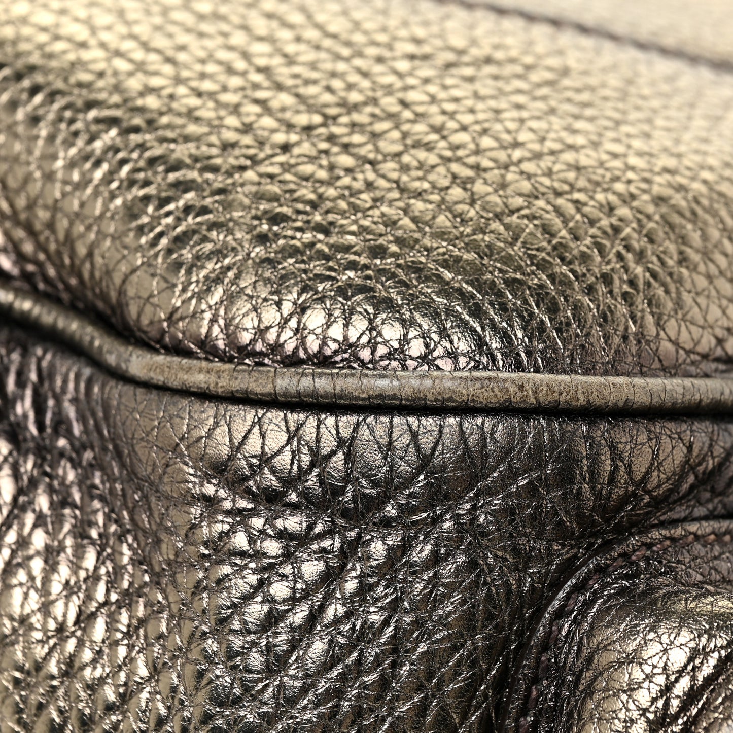 Metallic Vitello Daino Side Pocket Tote Bag Acciaio