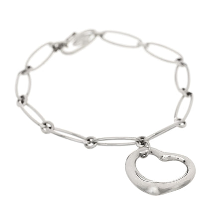 Tiffany Sterling Silver Elsa Peretti Open Heart Oval Link Charm Bracelet 1 of 4