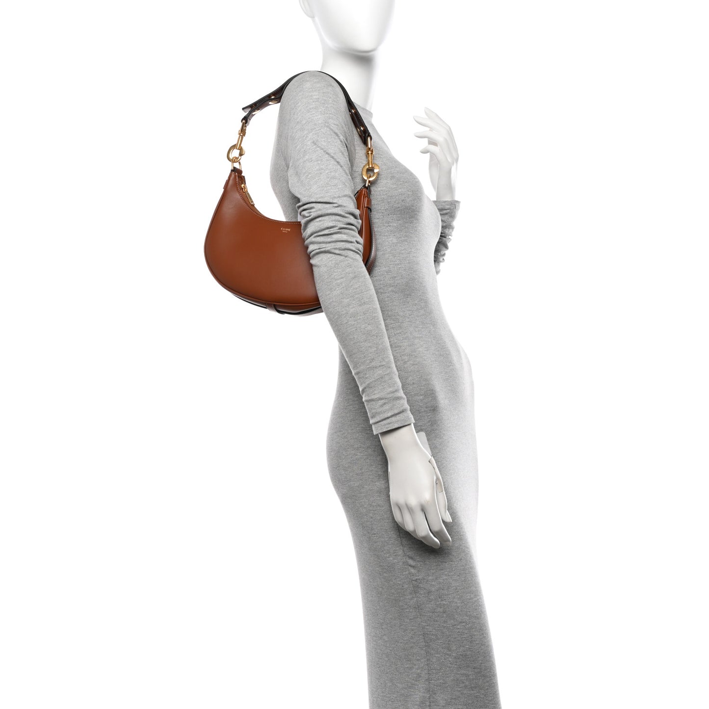 Smooth Calfskin Medium Strap Ava Shoulder Bag Tan