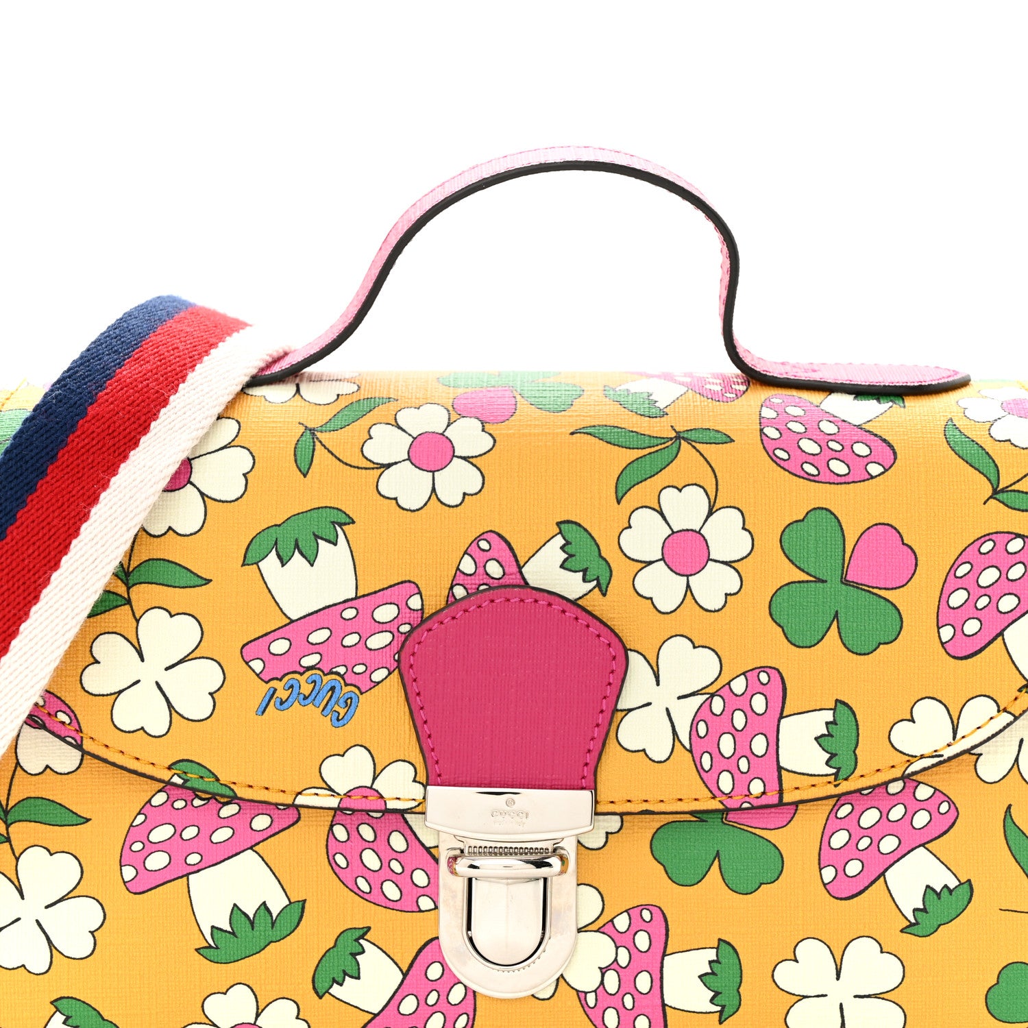 Gucci Canvas Childrens Flower Mushroom Print Shoulder Bag 9 of 11