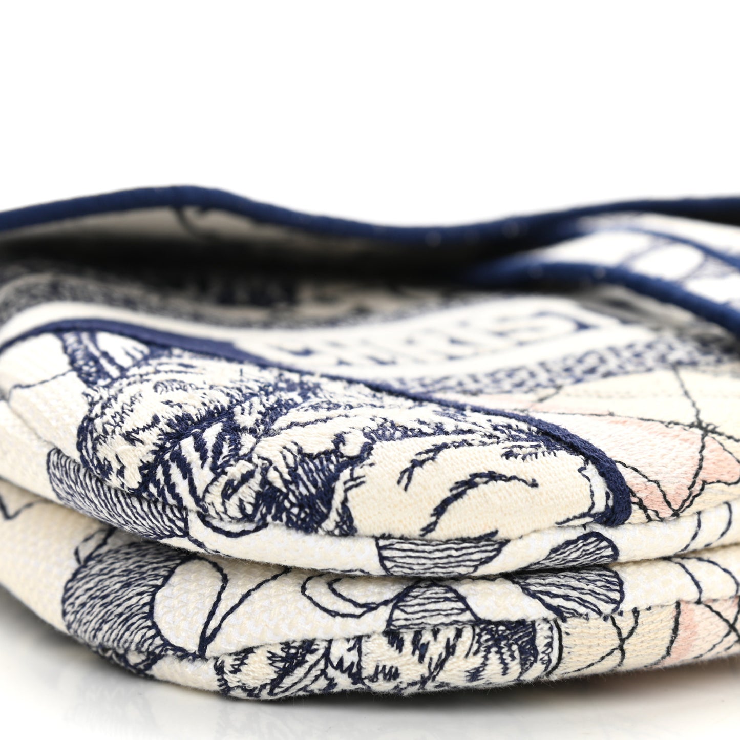 Canvas Embroidered Around the World Saddle Bag Blue