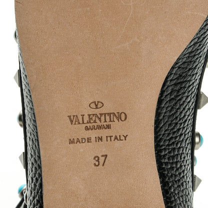 Valentino Garavani Pebbled Calfskin Rockstud Rolling Cage Ballerina Flats 37 Black 6 of 6