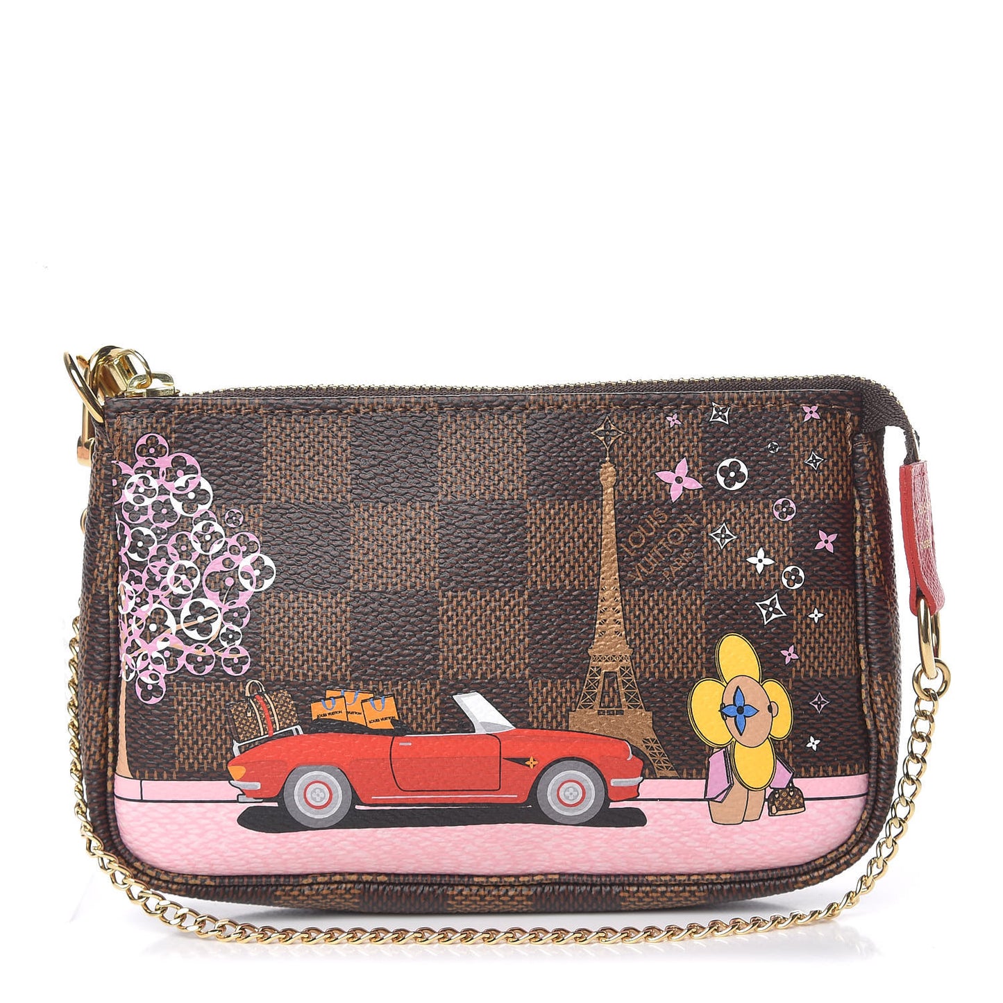 Damier Ebene 2019 Christmas Animation Mini Pochette Accessories Red