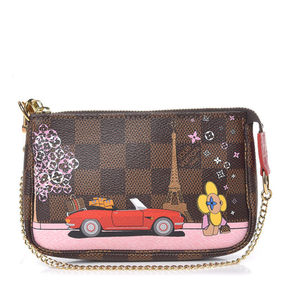 Louis Vuitton Damier Ebene 2019 Christmas Animation Mini Pochette Accessories Red 1 of 8