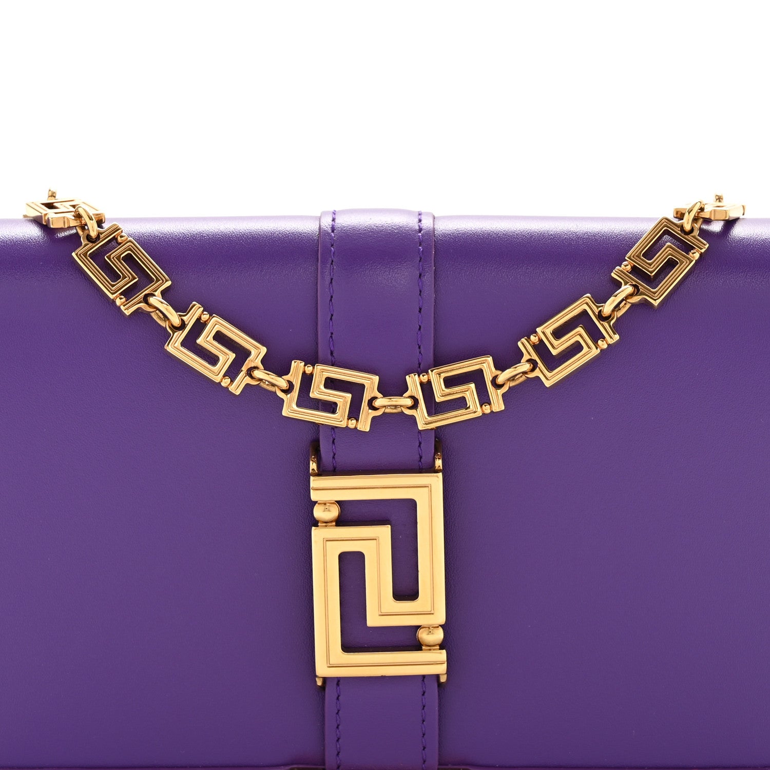 Versace Calfskin Greca Goddess Wallet On Chain Dark Orchid 7 of 12