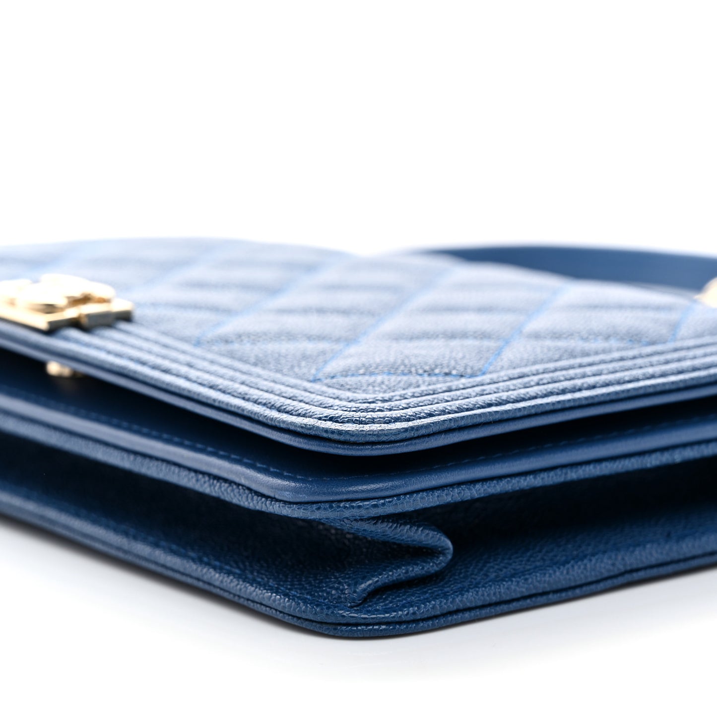 Caviar Quilted Boy Wallet On Chain WOC Blue