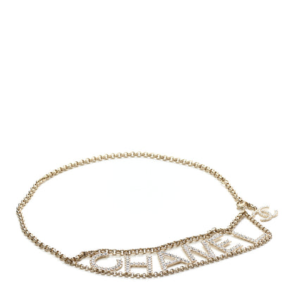Chanel Metal Crystal 90's Icon Logo Chain Belt Gold 1 of 5