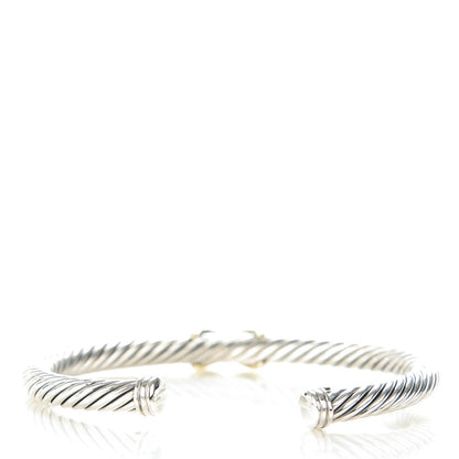 David Yurman Sterling Silver 14K Yellow Gold 5mm X Station Cable Bracelet 3 of 5