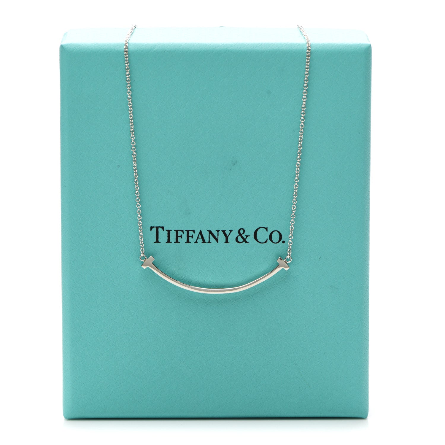 Tiffany Sterling Silver Small T Smile Pendant Necklace 6 of 6