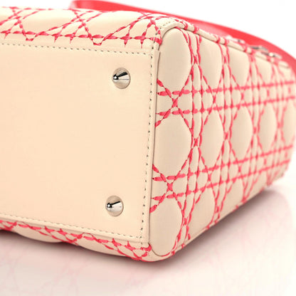 Christian Dior Lambskin Patent Stitched Cannage Medium Lady Dior Beige Coral 6 of 11