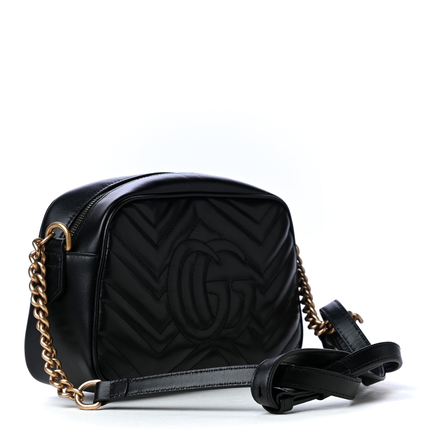 Calfskin Matelasse Small GG Marmont Chain Shoulder Bag Black