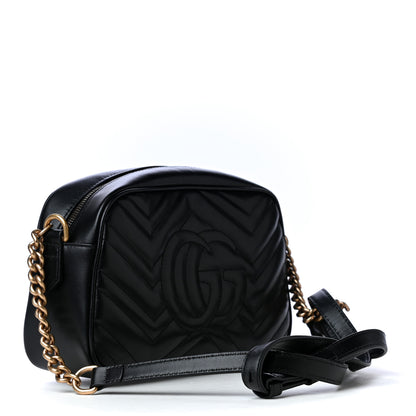 Gucci Calfskin Matelasse Small GG Marmont Chain Shoulder Bag Black 2 of 4