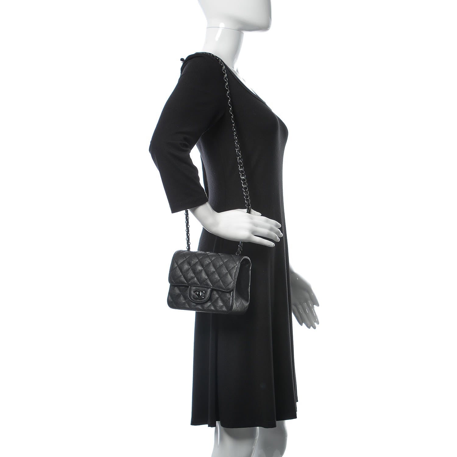 Chanel Crumpled Calfskin Quilted Mini Square Flap So Black 2 of 8