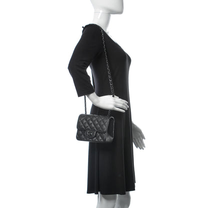 Chanel Crumpled Calfskin Quilted Mini Square Flap So Black 2 of 8