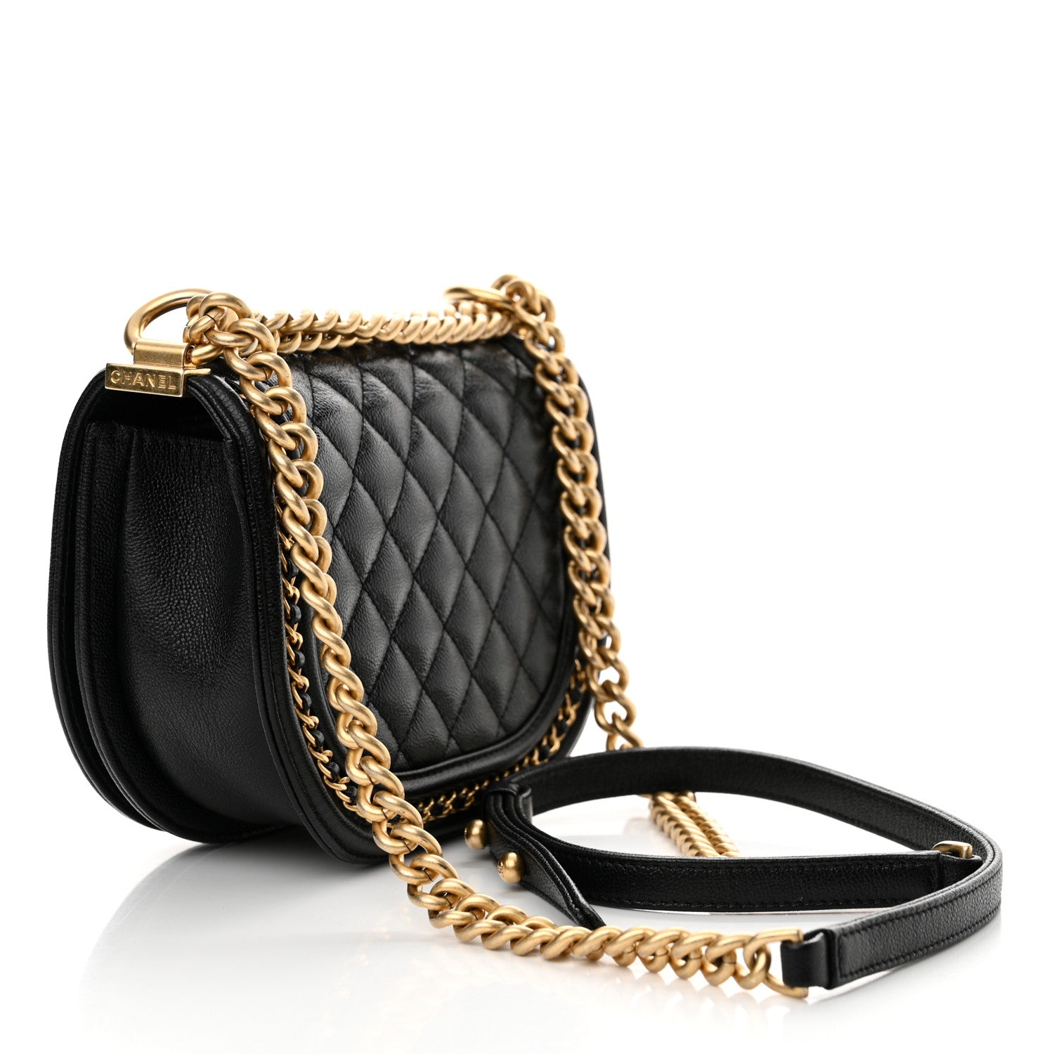 Chanel Caviar Quilted Small Chain Around Boy Messenger Bag Black 3 of 10