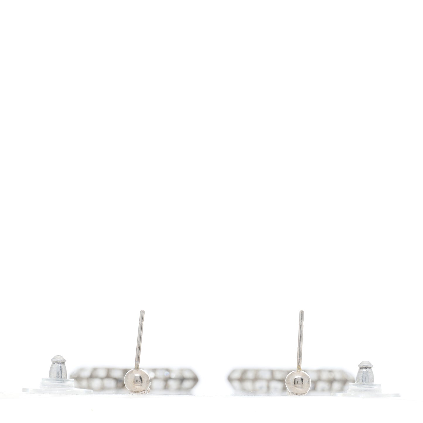 Baguette Crystal CC Drop Earrings Silver