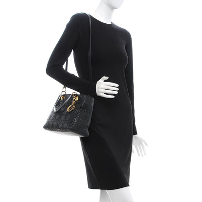 Christian Dior Lambskin Cannage Medium Lady Dior Black 2 of 12