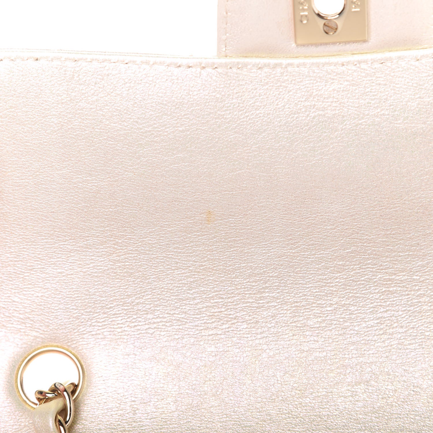 Chanel Iridescent Calfskin Quilted Mini Rectangular Flap Ivory 11 of 11