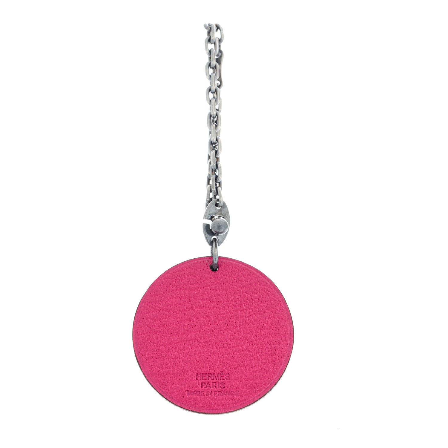 Hermes Chevre Mysore Pig Key Chain Pink Rose Shocking 1489029
