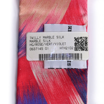 Hermes Silk Marble Silk Twilly Rose Vert Violet 7 of 8
