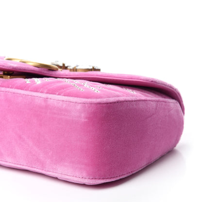 Gucci Velvet Matelasse Marquise Crystals Embroidered Small GG Marmont Shoulder Bag Malva 7 of 10