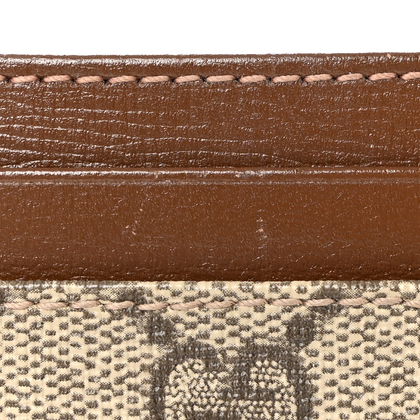 GG Supreme Monogram Azalea Calfskin Retro Interlocking G Card Holder Beige Ebony Brown Sugar