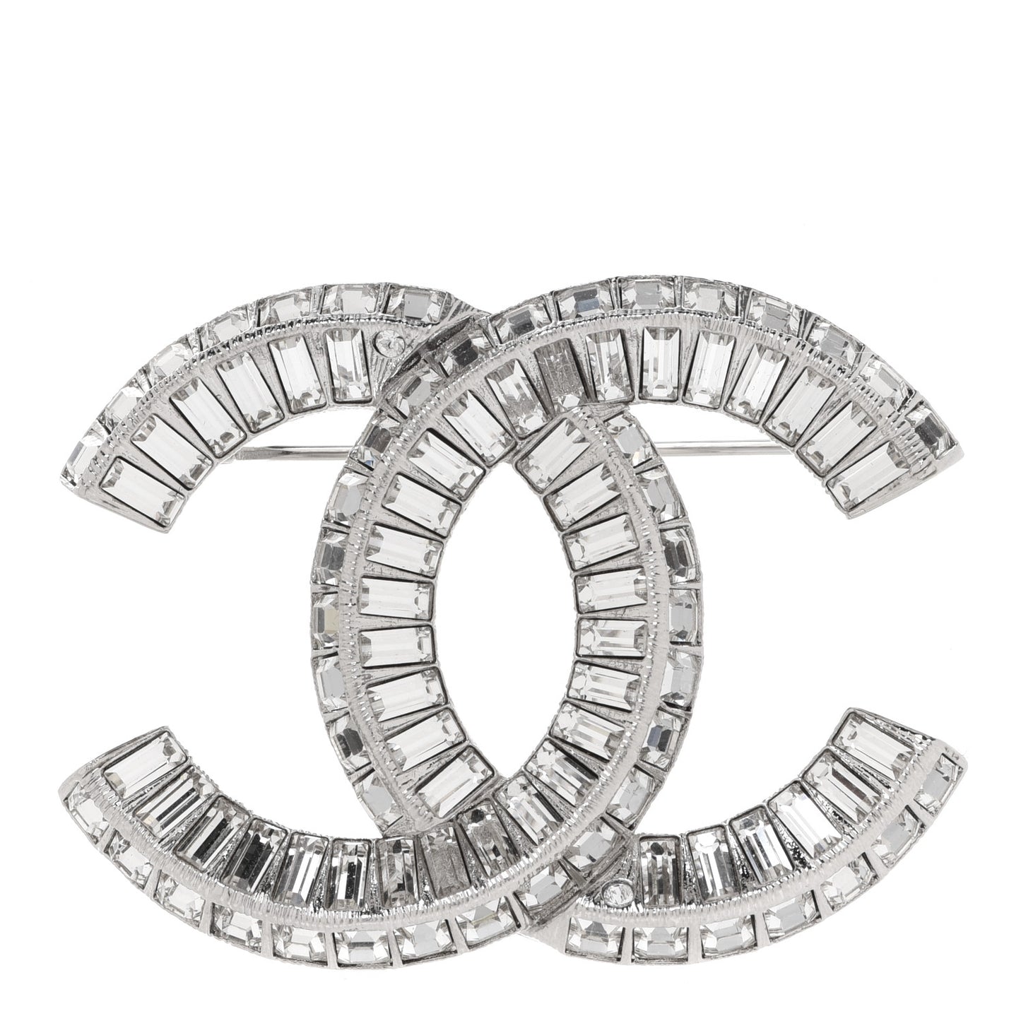 Baguette Crystal CC Brooch Silver