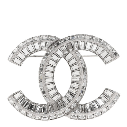 Chanel Baguette Crystal CC Brooch Silver 1 of 5