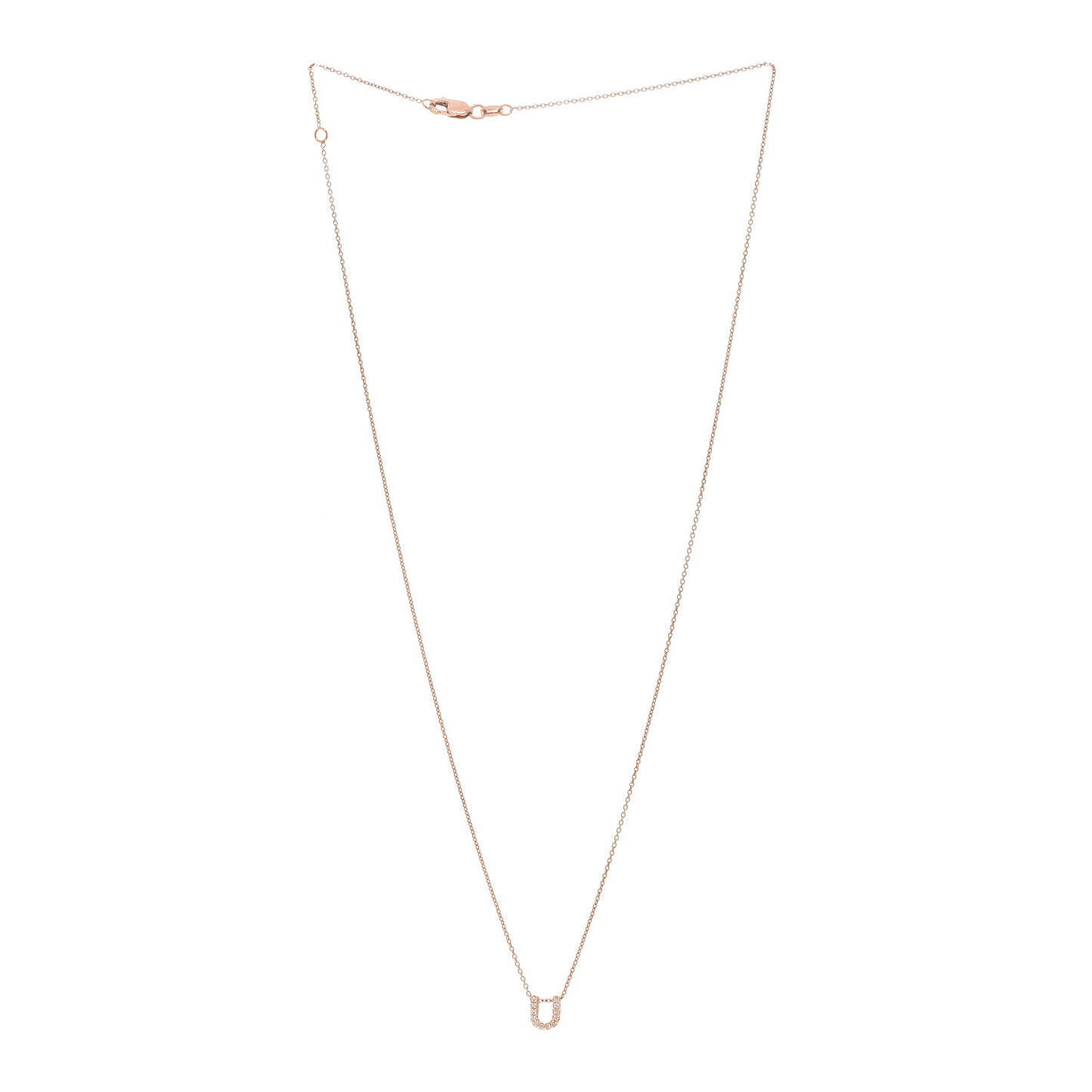 18K Rose Gold Diamond Love Letter U Pendant Necklace