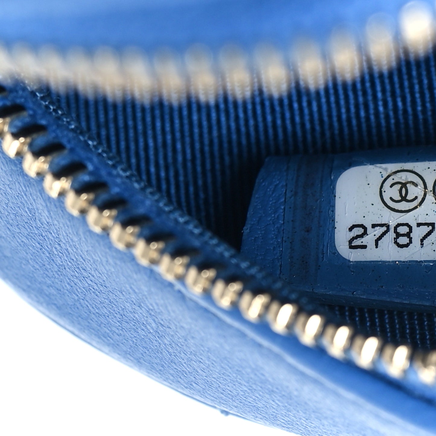 Lambskin Quilted Round Clutch With Chain Blue