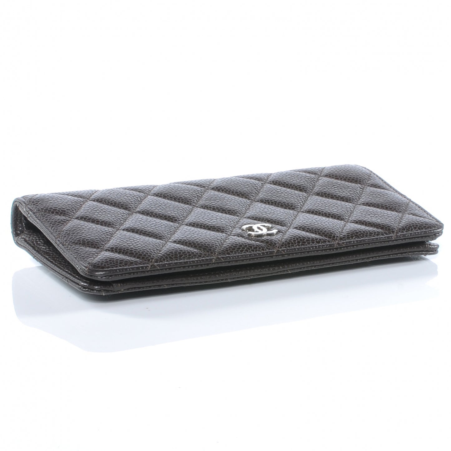 Caviar Quilted Yen Wallet Dark Brown