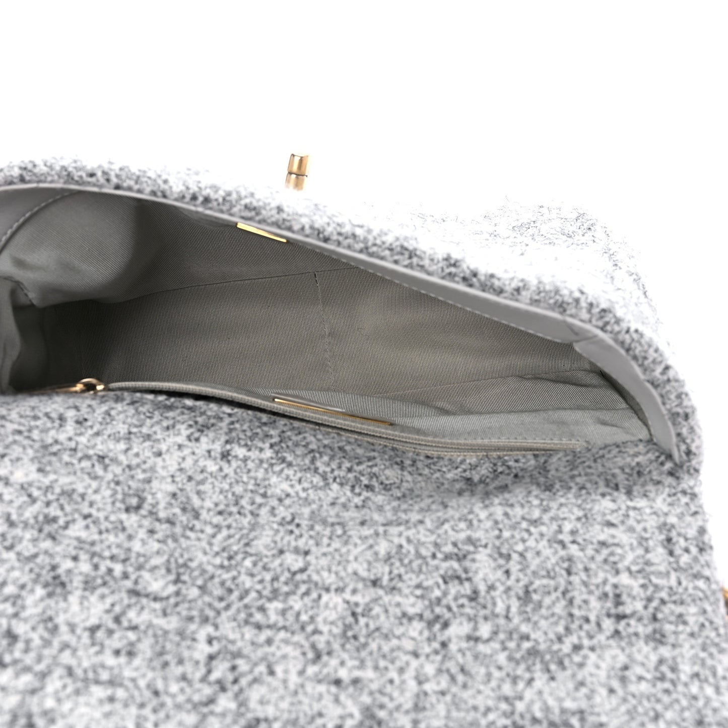 Tweed Quilted Medium Chanel 19 Flap Grey Ecru