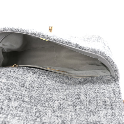 Chanel Tweed Quilted Medium Chanel 19 Flap Grey Ecru 5 of 7