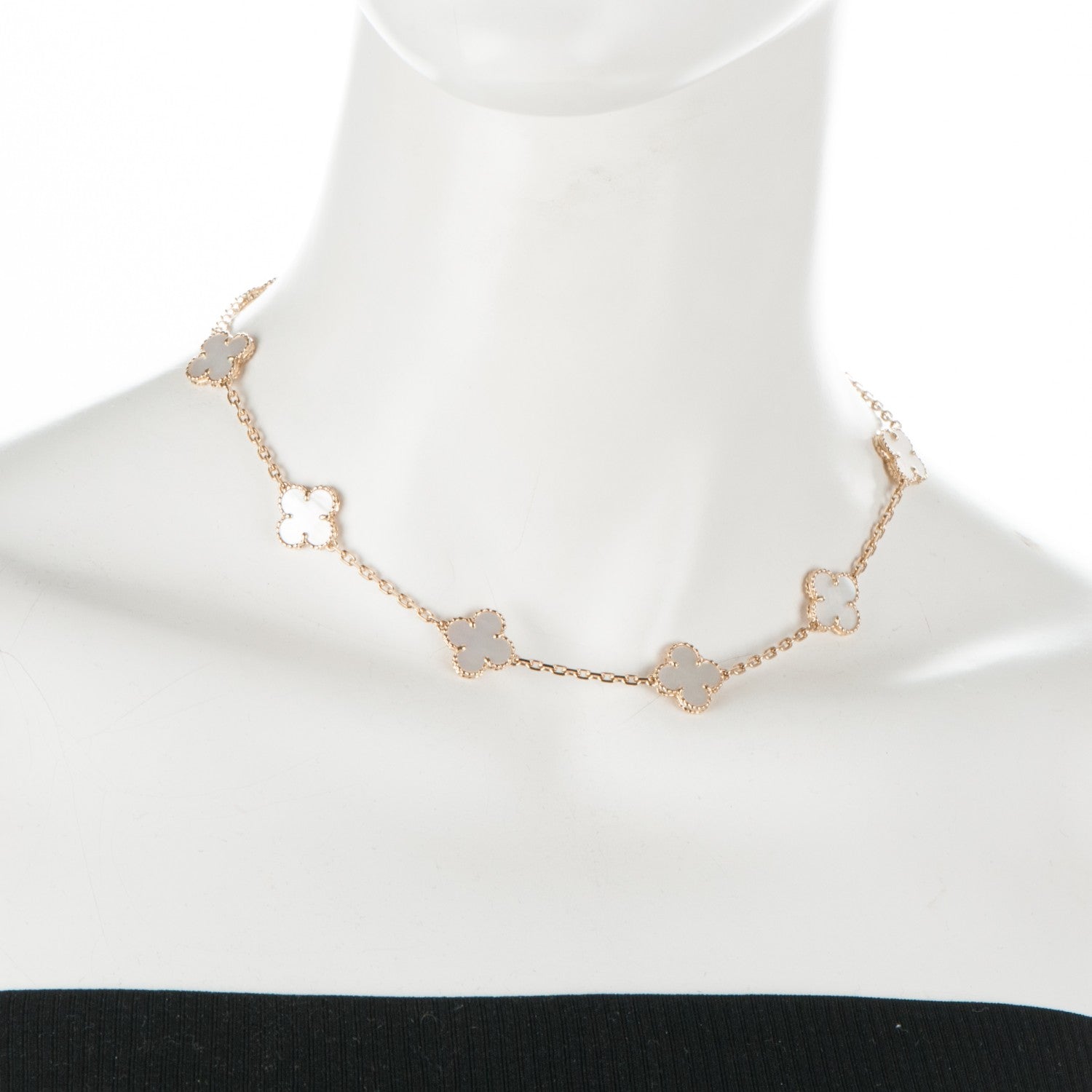 Van Cleef & Arpels 18K Yellow Gold Mother of Pearl 10 Motifs Vintage Alhambra Necklace 2 of 5